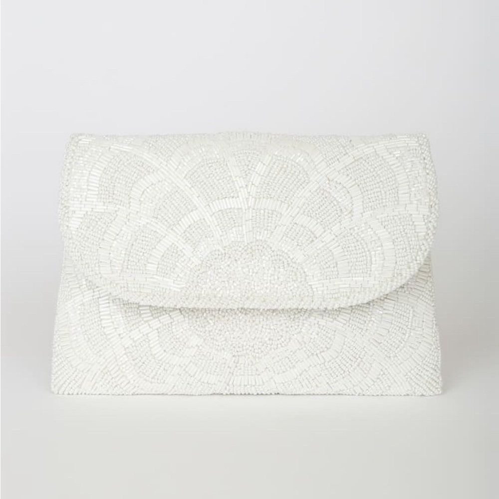 Lulus Glam Addition White Beaded Clutch